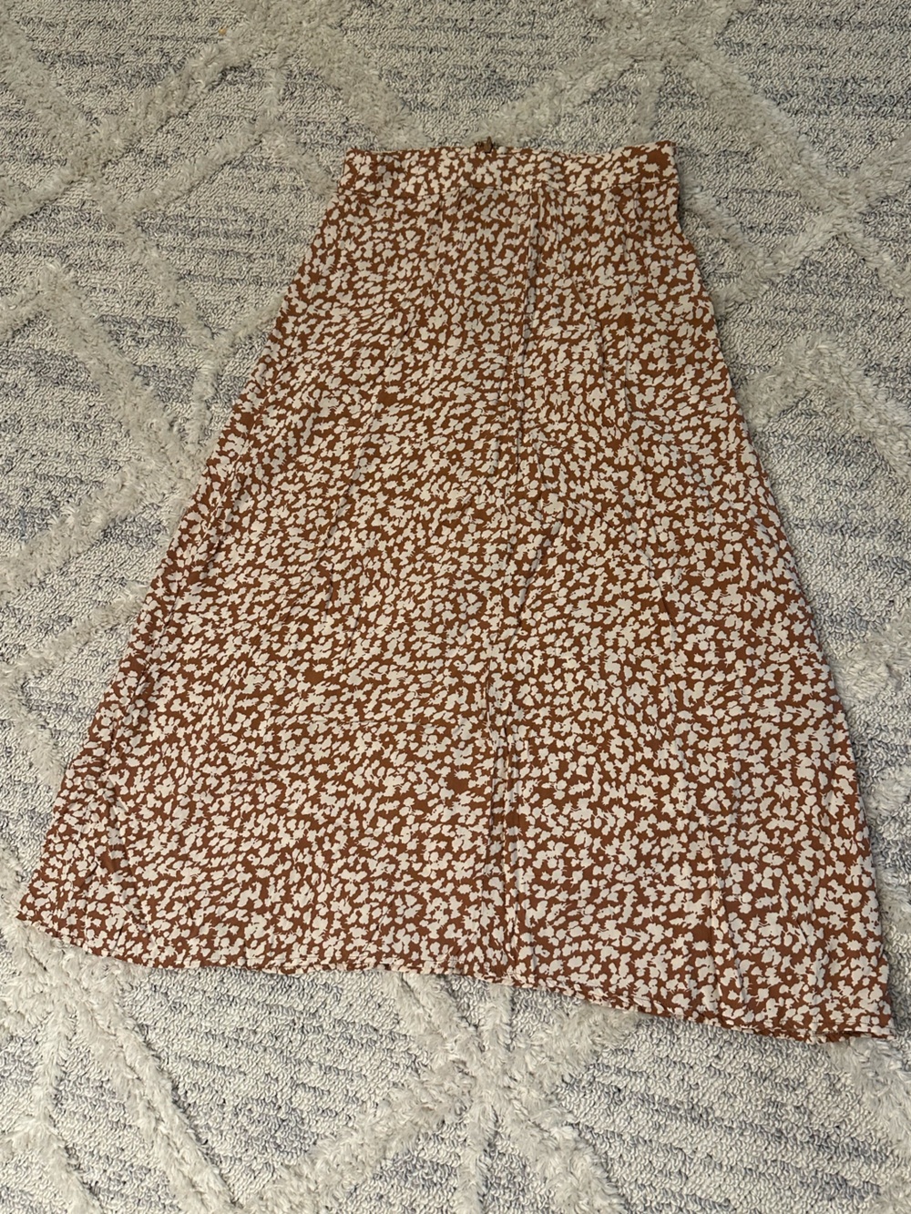 Mango Brown Floral Midi Skirt